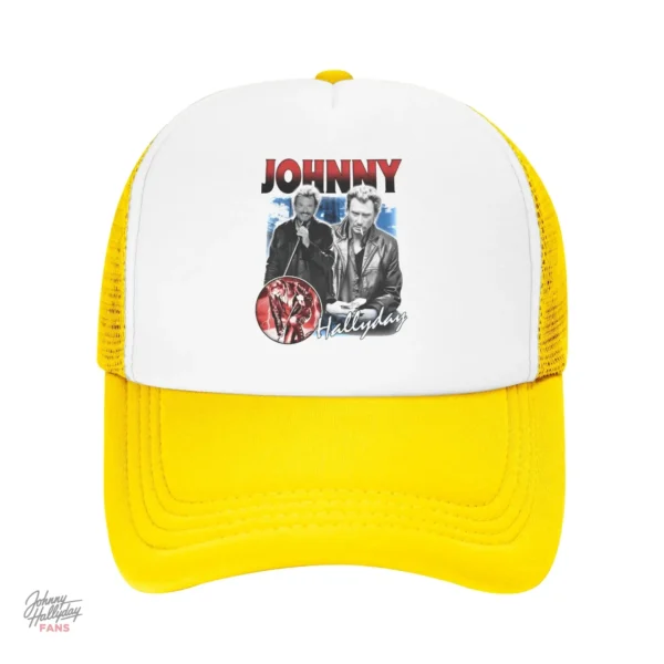 Casquette Johnny Hallyday en vert, look décontracté