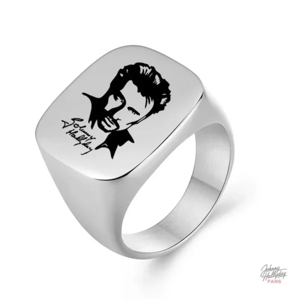 Chevalière Johnny Hallyday hommage en argent