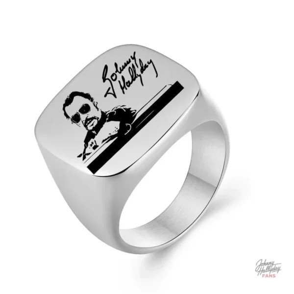 Chevalière Johnny Hallyday - modèle 5 en argent