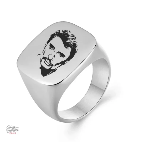 Chevalière argent Johnny Hallyday - modèle 2