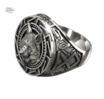 Bague Johnny Hallyday avec motif de loup en métal