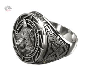 Bague Johnny Hallyday avec motif de loup en métal