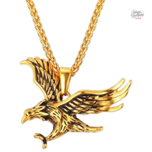 Johnny Hallyday collier pendentif Aigle - modèle argenté