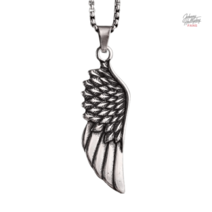 Collier pendentif Johnny Hallyday Aile d'ange en métal