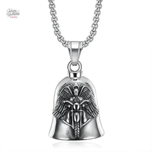 Collier pendentif Johnny Hallyday Ange Motard en métal