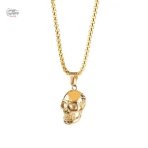 Collier crâne Johnny Hallyday - version argentée