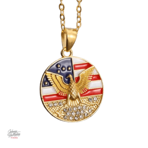 Collier pendentif Johnny Hallyday Médaillon Aigle America