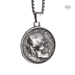 Collier pendentif Johnny Hallyday médaillon crâne