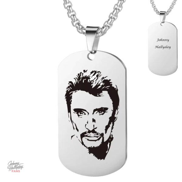 Modèle 1 : Collier plaque hommage Johnny Hallyday