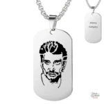 Modèle 2 : Collier plaque Johnny Hallyday, design unique