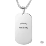Modèle 4 : Collier plaque Johnny Hallyday, accessoire tendance