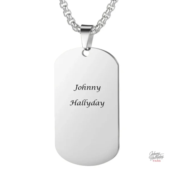 Modèle 4 : Collier plaque Johnny Hallyday, accessoire tendance
