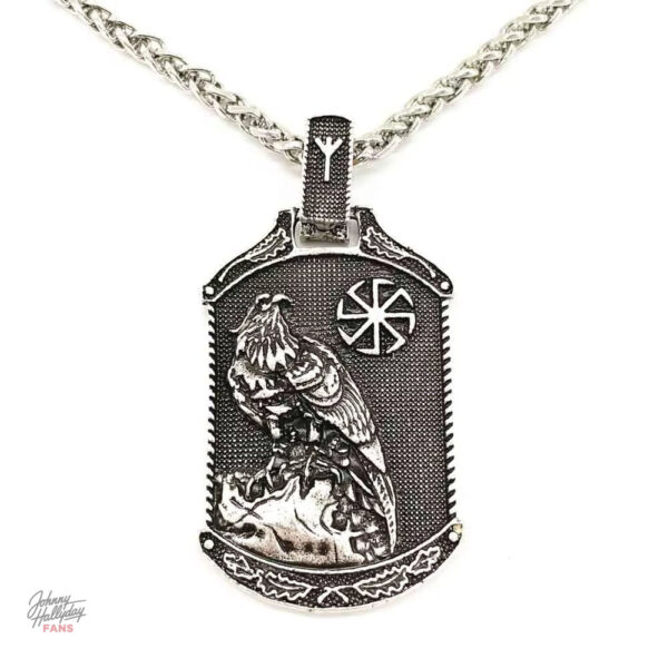 Collier Johnny Hallyday Aigle en métal élégant