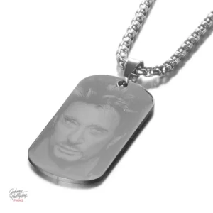 Collier plaque Johnny Hallyday Goodbye en hommage à l'artiste