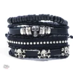 Ensemble de bracelets Johnny Hallyday avec motif tête de mort