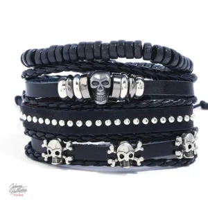 Ensemble de bracelets Johnny Hallyday avec motif tête de mort