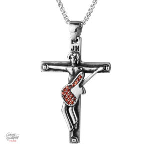 Collier Johnny Hallyday avec pendentif en forme de guitare