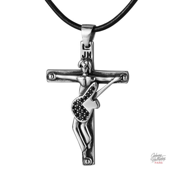 Collier en croix guitare inspiré par Johnny Hallyday
