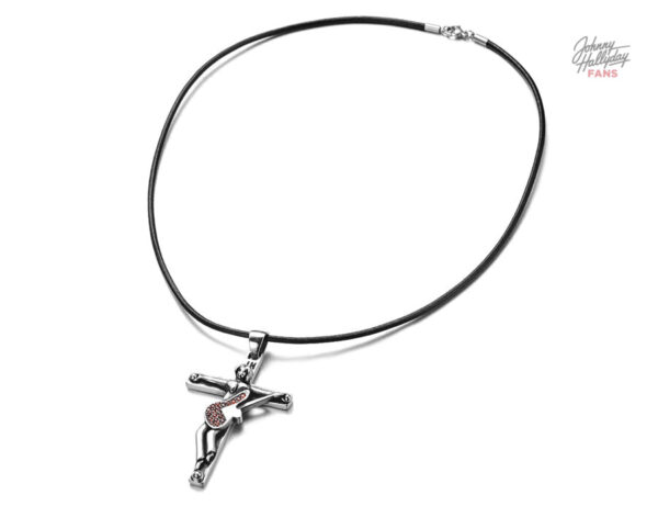 Collier Croix guitare hommage à Johnny Hallyday
