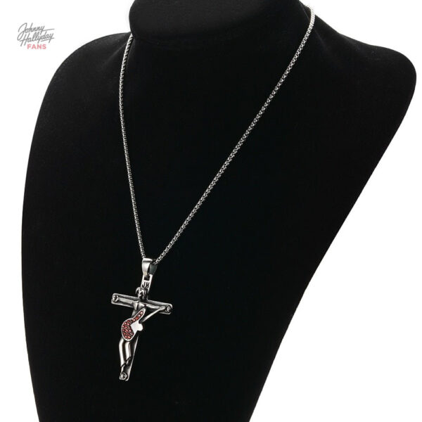 Collier avec pendentif en croix et guitare, Johnny Hallyday