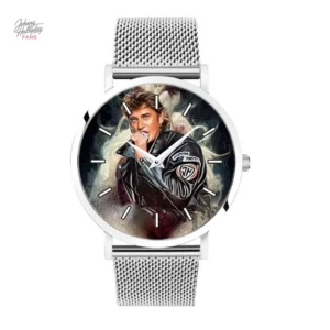 Bracelet en métal argent et or, style Johnny Hallyday