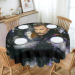 Nappe ronde 150 cm hommage à Johnny Hallyday
