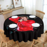Nappe ronde Johnny Hallyday pour repas festifs