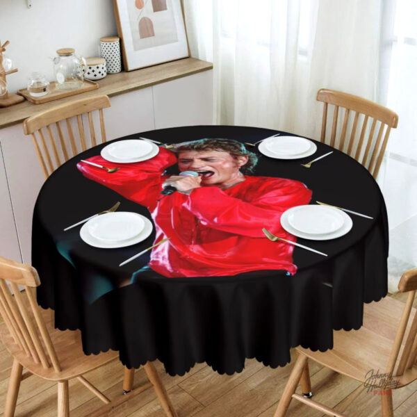 Nappe ronde Johnny Hallyday pour repas festifs