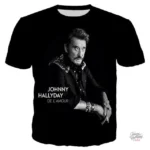 Tee-shirt Johnny Hallyday modèle 2 en noir