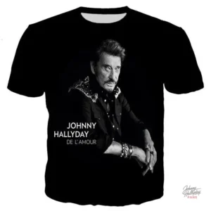 Tee-shirt Johnny Hallyday modèle 2 en noir